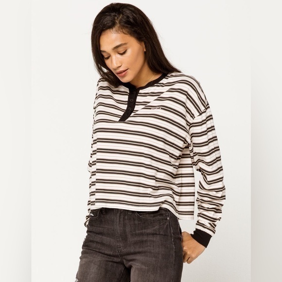 RVCA || NWOT Severin Stripe Women’s Henley - Picture 1 of 6